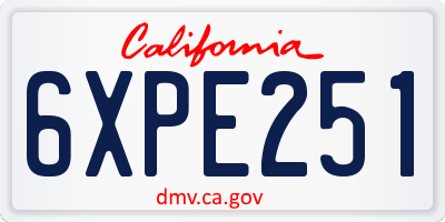 CA license plate 6XPE251