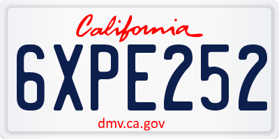 CA license plate 6XPE252