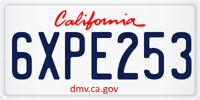 CA license plate 6XPE253