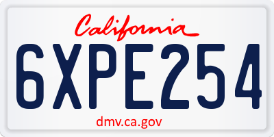 CA license plate 6XPE254