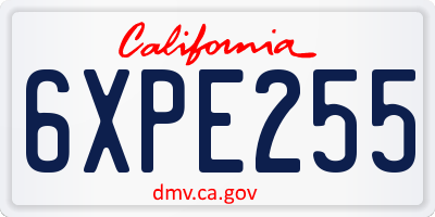 CA license plate 6XPE255