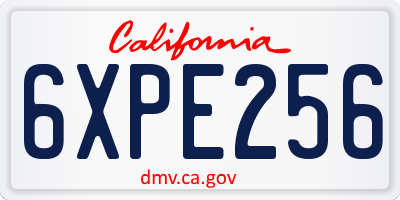CA license plate 6XPE256