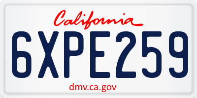CA license plate 6XPE259