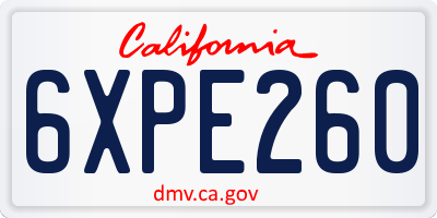 CA license plate 6XPE260