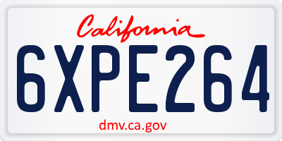 CA license plate 6XPE264