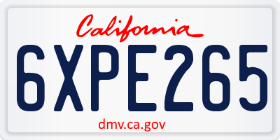CA license plate 6XPE265