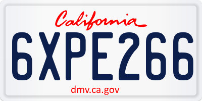 CA license plate 6XPE266