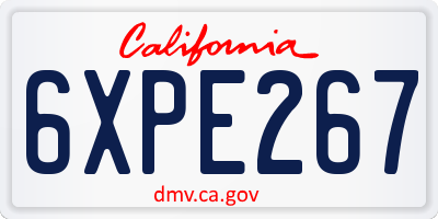 CA license plate 6XPE267