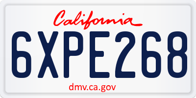 CA license plate 6XPE268
