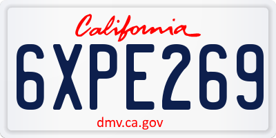 CA license plate 6XPE269