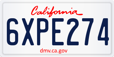 CA license plate 6XPE274
