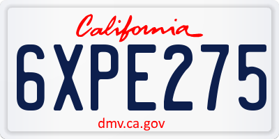 CA license plate 6XPE275