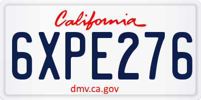CA license plate 6XPE276