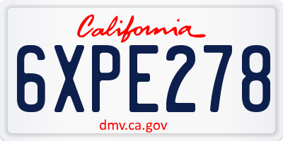 CA license plate 6XPE278