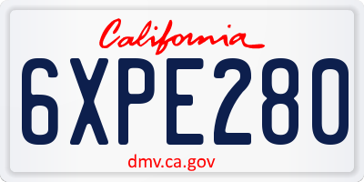 CA license plate 6XPE280