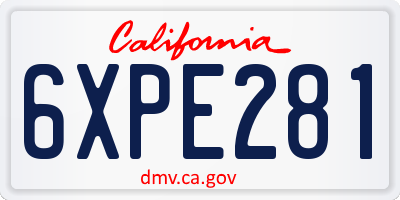 CA license plate 6XPE281