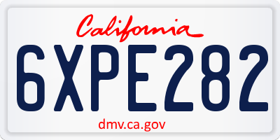 CA license plate 6XPE282