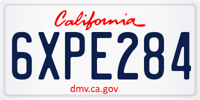 CA license plate 6XPE284