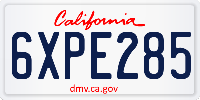 CA license plate 6XPE285
