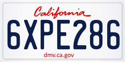 CA license plate 6XPE286
