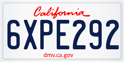 CA license plate 6XPE292