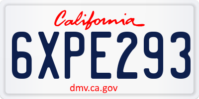 CA license plate 6XPE293