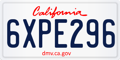 CA license plate 6XPE296