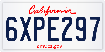 CA license plate 6XPE297