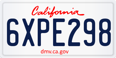CA license plate 6XPE298
