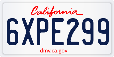 CA license plate 6XPE299