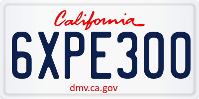 CA license plate 6XPE300
