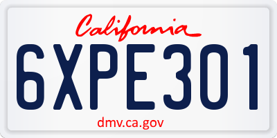 CA license plate 6XPE301