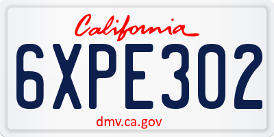CA license plate 6XPE302