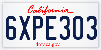 CA license plate 6XPE303