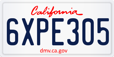 CA license plate 6XPE305