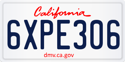 CA license plate 6XPE306