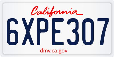 CA license plate 6XPE307