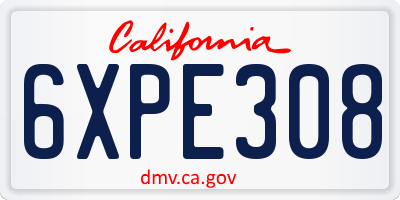 CA license plate 6XPE308