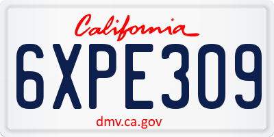 CA license plate 6XPE309