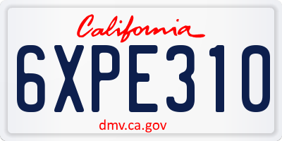 CA license plate 6XPE310
