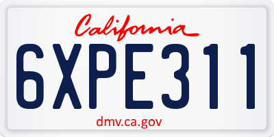 CA license plate 6XPE311