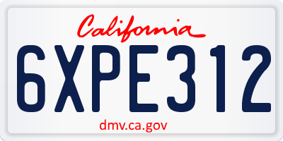 CA license plate 6XPE312