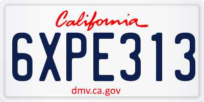 CA license plate 6XPE313