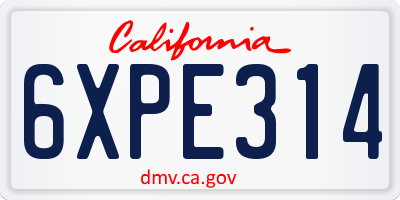 CA license plate 6XPE314
