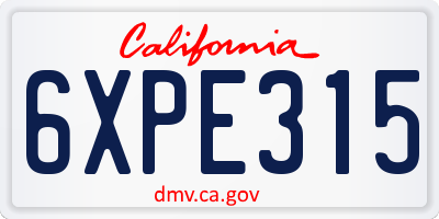 CA license plate 6XPE315
