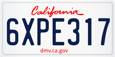 CA license plate 6XPE317