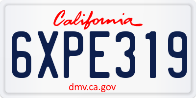CA license plate 6XPE319