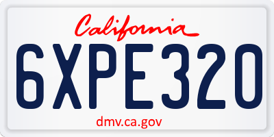 CA license plate 6XPE320