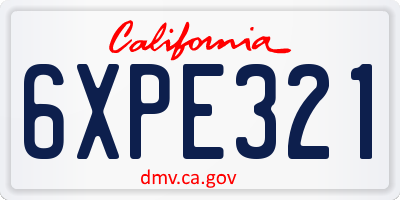 CA license plate 6XPE321