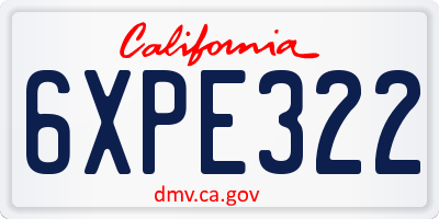 CA license plate 6XPE322